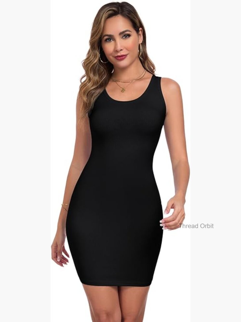 Women's Ribbed Bodycon Mini Dress Sleeveless Crew Neck Summer Tank Top Dress